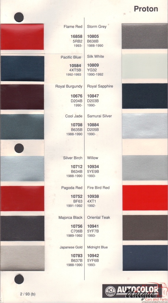 1990 Proton Paint Charts Autocolor 1
